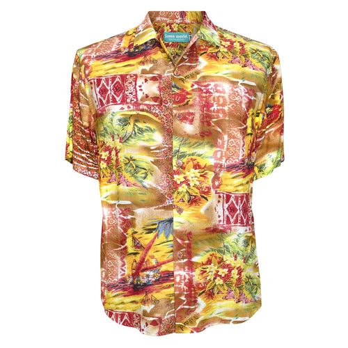 Men's Rayon Classic Shirttail Hem - Niihau