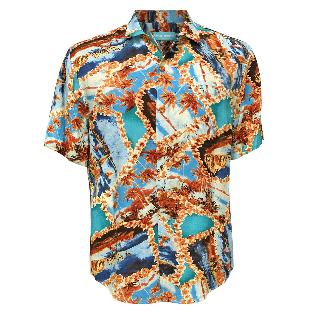 Men's Rayon Classic Shirttail Hem - Retro Island